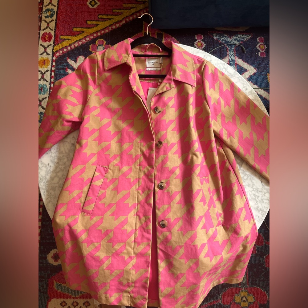 Isaac Mizrahi for Target Designer Collab Houndstooth Coat in Pink and Tan